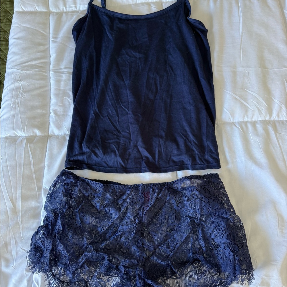 Adore Me Midnight Blue Lace Pajama Set